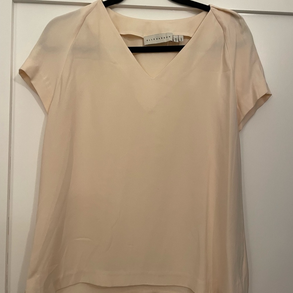 Elegant Cream V-Neck Blouse